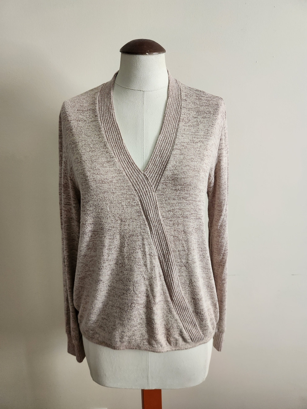 bobeau Marled Blush V-Neck Wrap Sweater